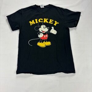 Vintage Disney Mickey Mouse Graphic T Shirt Black Men Medium Classic Cartoon Tee